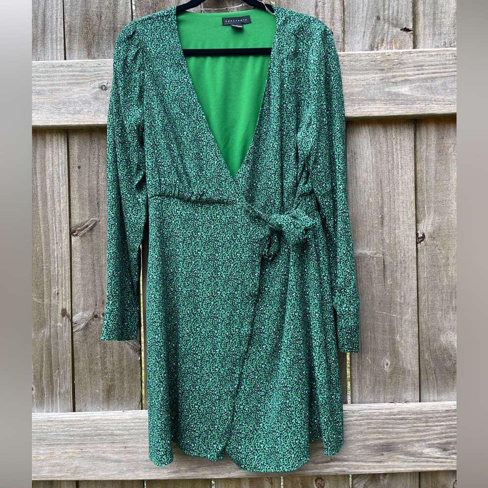 Sanctuary Green Patterned Long Sleeve Dress
